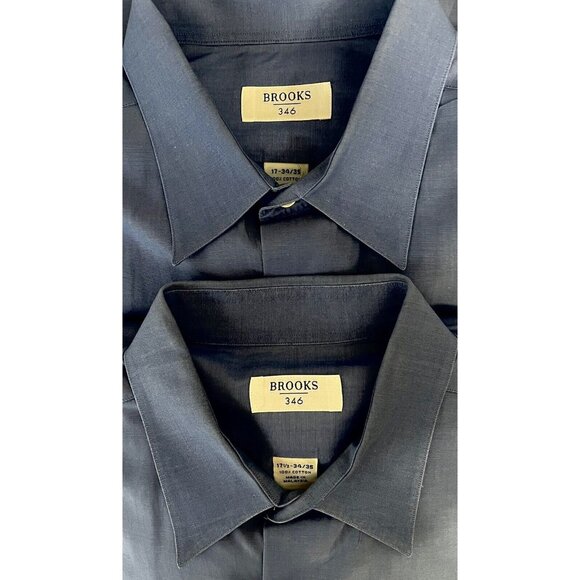 Brooks 346 Dress Shirt XL 17 1/2 34-35 Lot of (2) Long Sleeve Button Down Blue - Picture 1 of 5